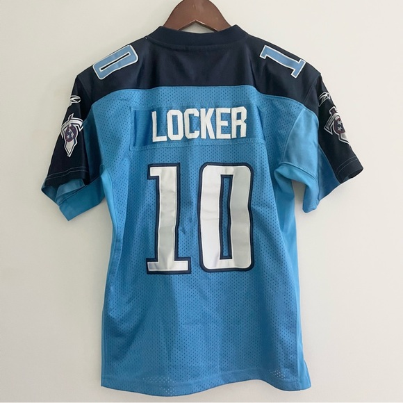 Reebok Premier NFL Jersey Tennessee Titans Jake Locker #10 Blue Mesh Youth Small - Picture 6 of 8